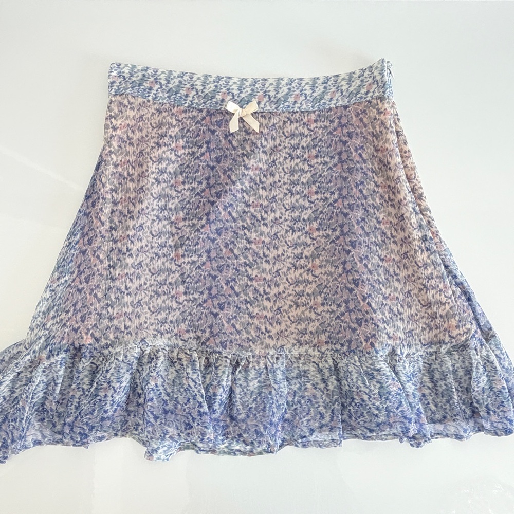 Blue and Pink silk Skirt